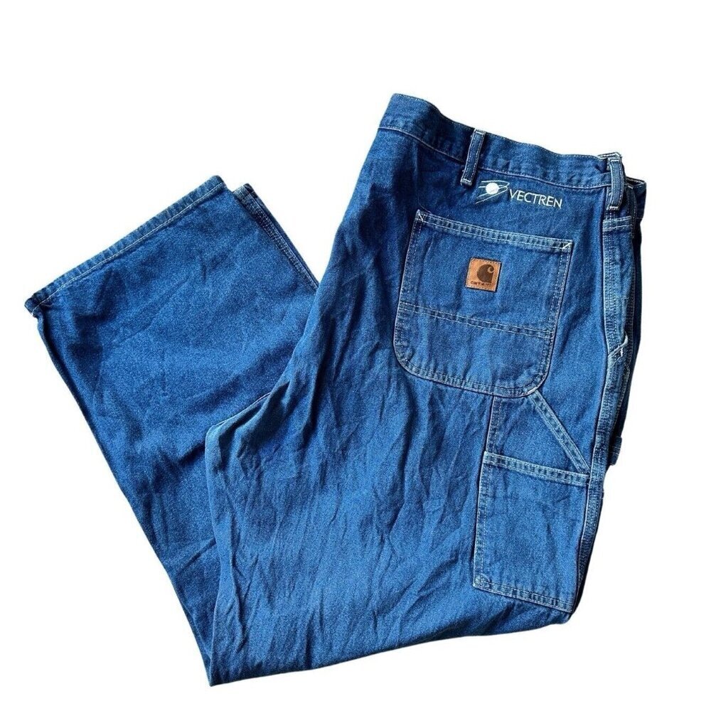 Carhartt 90s Men’s Size 46x30 Carpenter Workwear Denim Jeans Pants Blue